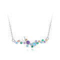 wholesale S925 Sterling Silver Creative Colorful Zircon Butterfly Necklace For Women, Fashionable And Versatile Collarbone Chain-0-0