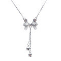 wholesale 999 Silver Bow Knot Lily of The Valley Necklace for Women New Drop Pendant with Tassel-0-4