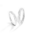 wholesale 925 Sterling Silver Knot Open-Ended Couple Rings, Minimalist Ins Style Niche Design Unisex Matching Bands for 520 Festival Gift-0-4