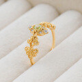 wholesale S925 silver plated with 14K gold, vintage lace-wrapped floral peridot ring, Dunli Jewelry spring new collection-0-2