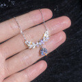 S925 Sterling Silver 1-Carat Moissanite Necklace, Light Luxury Floral Wheat Forest-Style Chain Wholesale-0-1