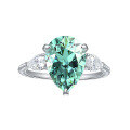 wholesale S925 Sterling Silver Cross-border Supply 5ct Pear-shaped Luxury-set Full Moissanite Ring, Multiple Colors Available-0-4