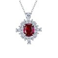 wholesale 925 Silver Pigeon Blood Ruby Necklace 8*10mm Oval Bezel Set Vintage Style Pendant Chain, Hot Seller in Live Streams-0-4