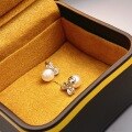 wholesale S925 Metal Japanese Pearl Bow Ear Studs Women's Fashion Commuting Light Luxury High-End Sense Popular Ear Accessories-0-2