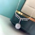 wholesale S925 sterling silver moissanite fishtail sunflower necklace, IUS style high-end collarbone necklace, gift for best friend-0-2
