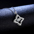 S925 Sterling Silver Moissanite Four-Pointed Star Jumping Heart Pendant Necklace-0-1