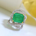 wholesale New 925 Silver 5ct Emerald-Cut High Carbon Diamond Geometric Rhombus Ring Selling Well Across Borders-0-2