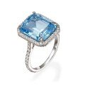 wholesale S925 Sterling Silver Square Aquamarine Ring New Blue Adjustable Topaz Index Finger Ring-0-4