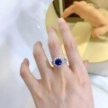 wholesale 925 Sterling Silver with Simulated High-Carbon Diamond, Luxurious Halo Setting Vintage 8mm Round Cut Ring-0-2