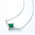 wholesale S925 Sterling Silver New Minimalist Geometric Cultivated Emerald Full Diamond Necklace High-end Sense Necklace Wholesale Customization-0-2