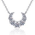 wholesale S925 Sterling Silver Moissanite Necklace for Women, Crescent Moon Smile with Inlaid Diamonds Collarbone Chain, Exquisitely Sweet and Sophisticated-0-4
