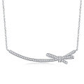 wholesale 925 Silver Plated 18K Gold Fashion Smile Bow Necklace for Women, Full of Moissanite, Light Luxury Small Chanel Style Collarbone Chain-0-4