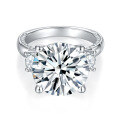 wholesale Silver-plated 130mm 8-carat full moissanite round luxury cross-border jewelry ring-0-4