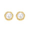 wholesale S925 Silver Geometric Natural Pearl Earrings for Women, Minimalist Vintage Design, Small and Chic-0-4