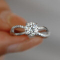 S925 Sterling Silver Moissanite Ring, Hollow Four-Prong Crown Design-0-1