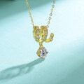 S925 Silver Fashion Snake Bone Moissanite Necklace for Women-0-1