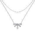 wholesale S925 Sterling Silver Cross-Border Women's Necklace, Exquisite and Sophisticated Bow Pearl Double-Layer Chain Design, Versatile Statement Piece-0-4