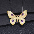 wholesale S925 Silver Designer Brooch Pendant Two-Way Butterfly Design Royal Style Natural Amethyst Necklace Pendant-0-3