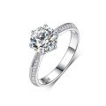 wholesale 925 Silver Plated with Moissanite Six-Prong Main Stone Ring for Proposal, Engagement, Wedding, Couple's Jewelry-0-4