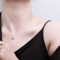 S925 Sterling Silver Aquamarine Moissanite Full-Diamond Necklace for Women-0-2