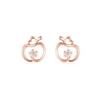 wholesale 14K Rose Gold, 18K White Gold, 9K Yellow Gold AU750 Diamond Earrings, Moissanite Apple Jewelry Ear Studs Ear Drops-Rose Gold 9K-Moissanite