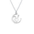 wholesale S925 Sterling Silver Pearl Moon Rabbit Necklace for Women, Small New Design, Chinese Zodiac Rabbit Pendant Collarbone Chain-0-4