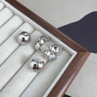 wholesale S925 Sterling Silver Minimalist Spherical Stud Earrings for Women, Classic Versatile Stylish Smooth Ball Shape Elegant Heavy Duty Ear Accessories-Sterling silver