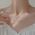 wholesale 925 Sterling Silver Bow Necklace for Women, Summer Ins Style, Luxe Minimalist, Unique New Collarbone Chain Jewelry-0-3