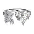 wholesale S925 Sterling Silver European and American Cross-Border Women's Ring with Personalized Letters, Heart, Zircon Inlaid, Adjustable Opening Silver Jewelry for Women-0-21