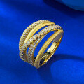 wholesale S925 silver gold-plated Italian brushed cross full diamond ring old money style index finger ring-0-1