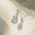 S925 Sterling Silver D Color Moissanite Teardrop Pendant Necklace-0-0