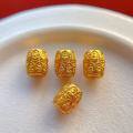 wholesale Gold-plated S925 ancient silver engraved eight guardian deity barrel beads spacer beads waist beads prayer beads accessories for DIY antique play-0-2