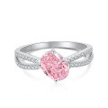 wholesale S925 Sterling Silver Pink Heart High-Carbon Diamond Ring Light Luxury Vintage Premium Clearance Style-0-11