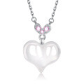 wholesale S925 Sterling Silver White Chalcedony Heart Necklace for Women, New Sweet and Fashionable Luxury Small Design High-End Sense Collarbone Chain-0-4