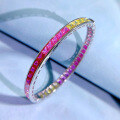 wholesale S925 Silver Full Diamond Bracelet with Borderless Inlaid Colorful Diamonds in Rainbow Candy Colors, a European and American Fashion New Product by Mu Jing Jewelry-0-2