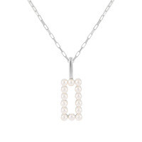 wholesale S925 Sterling Silver Geometric Square Inlaid Pearl French Versatile Design Minimalist Elegant Necklace for Women-Platinum 925 silver