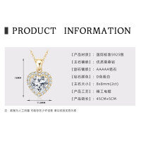S925 Silver Geometric Square Pendant Necklace for Women-Heart-shaped pendant [K gold]  925 silver