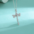 wholesale S925 Sterling Silver Cross-Border Europe and America Full Diamond Dragonfly Moissanite Pendant Necklace, 30 Points Small Design Collarbone Chain-0-1
