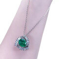 wholesale S925 silver jewelry new simulated emerald 8*10 necklace women's pendant European and American style width 40+5cm-0-2