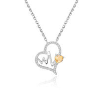 wholesale 925 Sterling Silver Heart-Shaped Gemstone Necklace, Natural Crystal Topaz Garnet Necklace, Non-Fading Gift for Women-Heart Natural Citrine Necklace