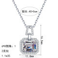 S925 Sterling Silver Moissanite Women's Necklace, Rectangular Pendant, Minimalist Luxury-0-3