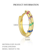 wholesale S925 Sterling Silver Geometric Earrings With Colored Zircon, Minimalist Style, Versatile Trendy Ear Cuffs-E4734-Gold/Pair 925 Silver