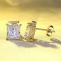 wholesale S925 Silver New 8*8mm Princess Cut High Carbon Diamond Stud Earrings Fashion Women's。-0-1