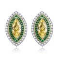 wholesale S925 Sterling Silver Micro-Paved 6*13 Yellow Marquise Diamond Luxury Full Diamond Classic Earrings-0-5
