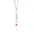 wholesale Metal material zero power jewelry engraved with birthstones minimalist bar pendant personalized name commemorative gift-0-4