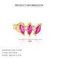 wholesale S925 Sterling Silver Red Zircon Irregular Geometric Earrings For Women,-0-5