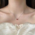 wholesale 925 Silver Korean Japanese Women's Small Niche Versatile Minimalist High-end Sense Collarbone Chain Colorful Square Zircon Four-prong Necklace-0-2