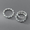 wholesale S925 sterling silver stylish braided twist ring, ins-style exquisite unisex index finger ring R00832-0-3