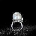 wholesale S925 silver 16mm European and American pearl ring with high-carbon diamonds, elegant and goddess-like style for women in 2025-0-1