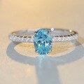 wholesale S925 Sterling Silver Women's Wholesale Aquamarine Ring Ins Style Zirconia High Carbon Diamond Ring Minimalist Style-0-3